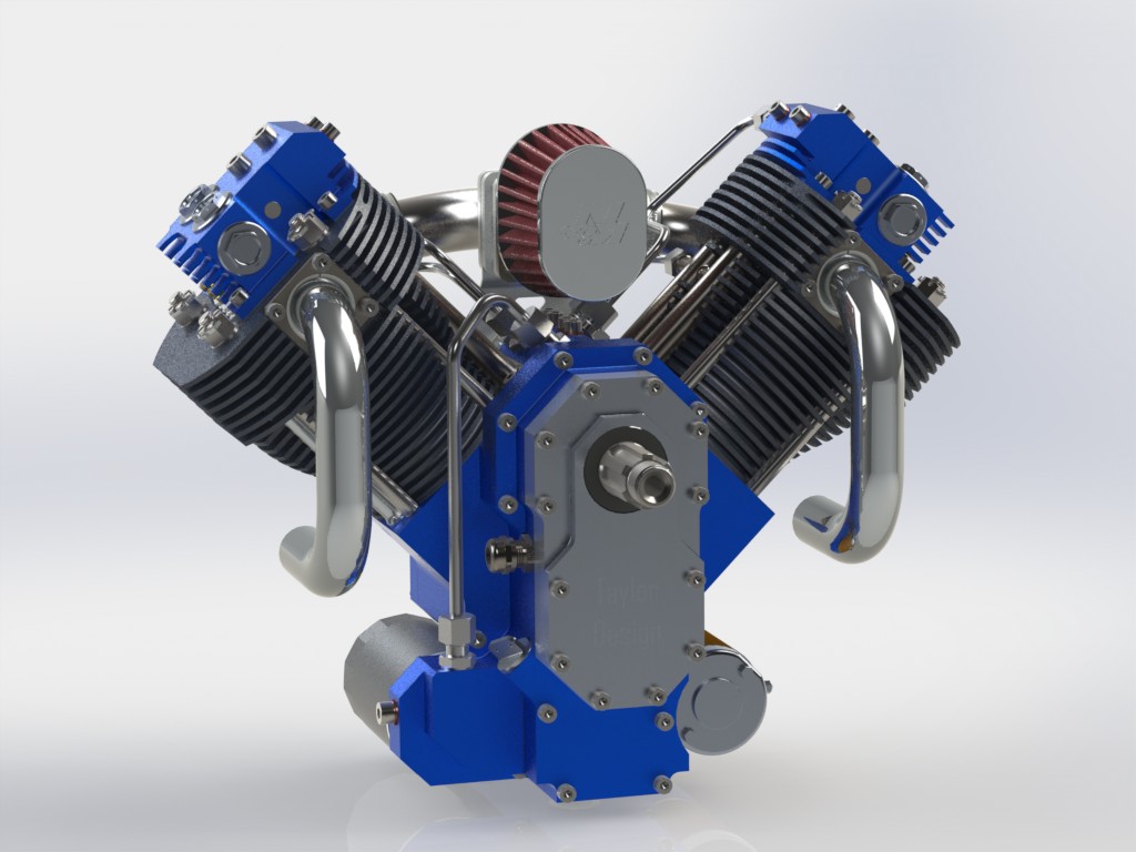 دانلود پروژه طراحی موتور دوقلو وی شکل موتورسیکلت  Engine V Twin
