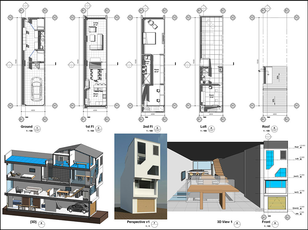 دانلود پروژه طراحی نقشه خانه 4 در 15 متری