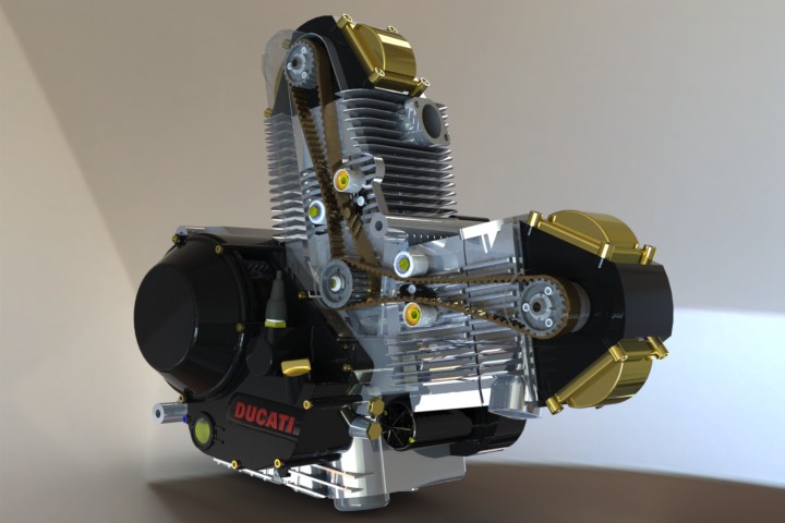 دانلود پروژه طراحی موتور موتورسیکلت دوقلو ال شکل دوکاتی 900 سی سی