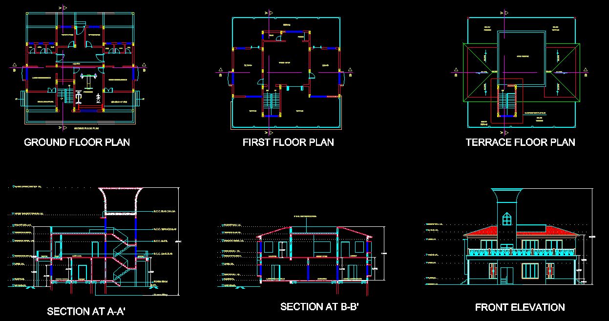 دانلود پروژه طراحی نقشه و پلان باشگاه ورزشی دو طبقه