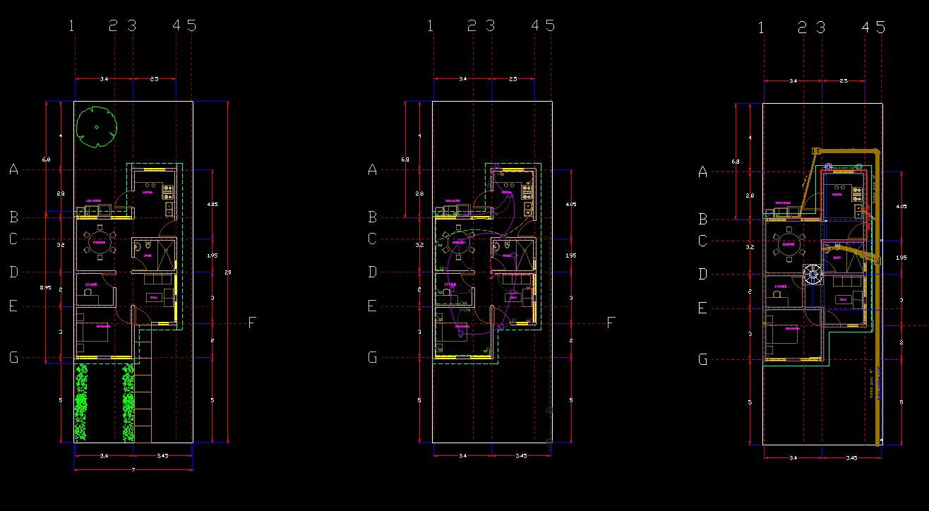 دانلود پروژه طراحی نقشه و پلان خانه ویلایی (3) + نقشه آب و برق کشی