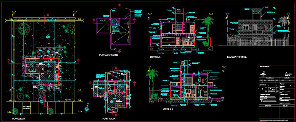 دانلود پروژه طراحی نقشه و پلان خانه ویلایی دو طبقه (4)
