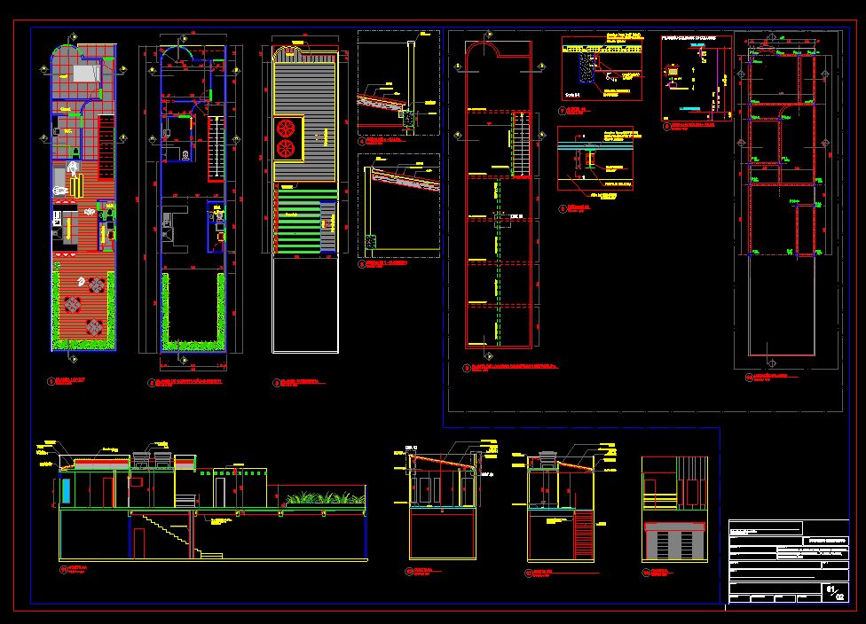دانلود پروژه طراحی نقشه و پلان خانه ویلایی 5 در 22 متر بالکن دار (8)