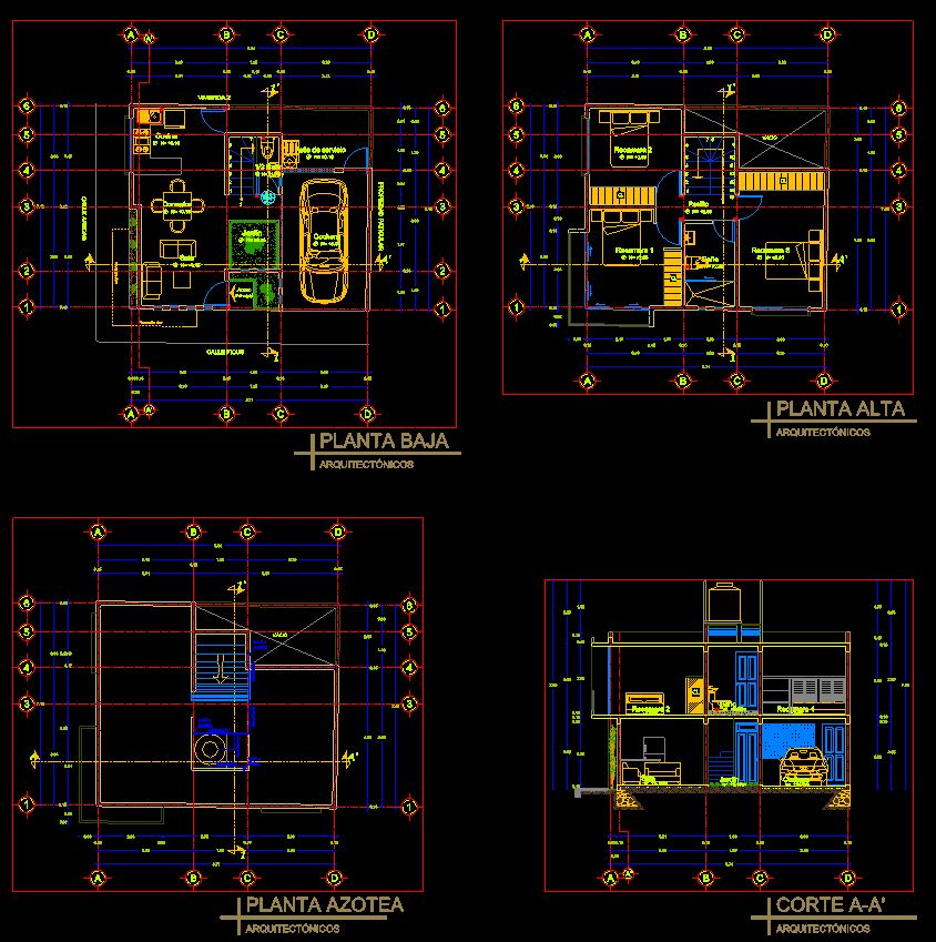 دانلود پروژه طراحی نقشه و پلان خانه ویلایی دو طبقه (6)