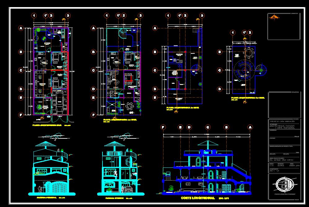 دانلود پروژه طراحی نقشه و پلان خانه اشرافی (2) + نقشه برق و لوله کشی