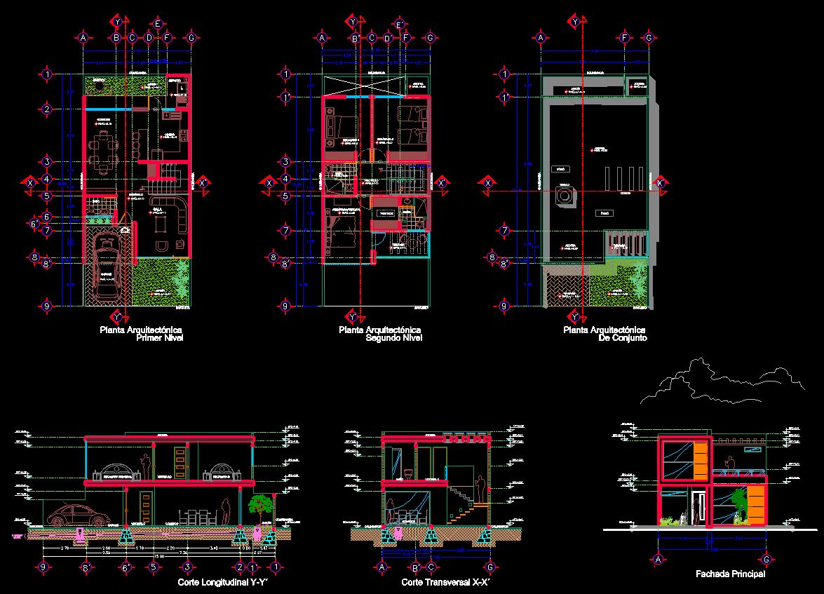 دانلود پروژه طراحی نقشه و پلان خانه ویلایی دو طبقه (9)