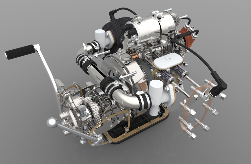 دانلود پروژه طراحی موتور ,گیربکس و هندل موتورسیکلت با جزییات کامل