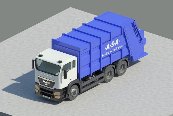 دانلود پروژه طراحی کامیون حمل زباله مان man