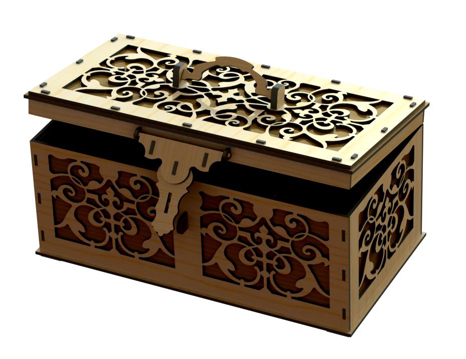 دانلود پروژه طراحی جعبه (صندوقچه) معرق چوبی تزیینی + نقشه اتصالات Wooden decorative box