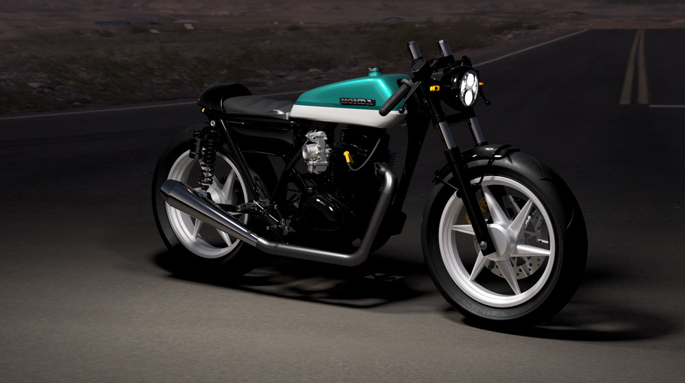 دانلود پروژه طراحی موتورسیکلت هوندا کافه ریسر GL 100