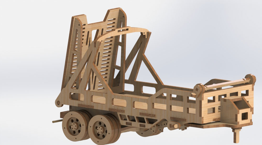 دانلود پروژه طراحی اسباب بازی چوبی تریلر حمل ماشین