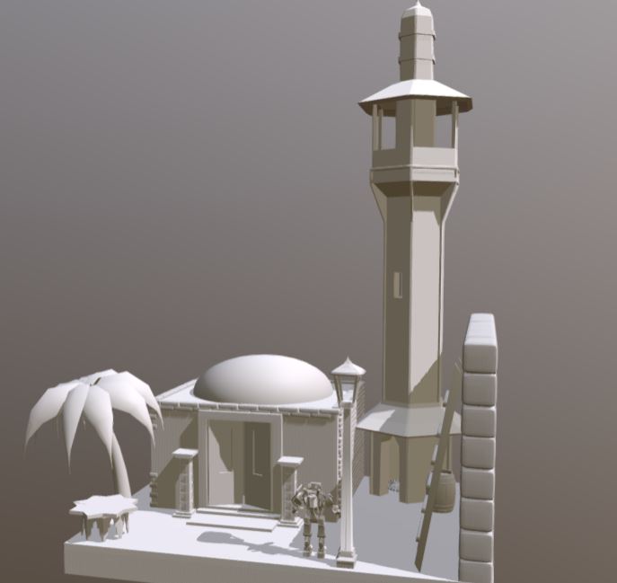دانلود پروژه طراحی مسجد سنتی کوچک +گنبد گلدسته درخت