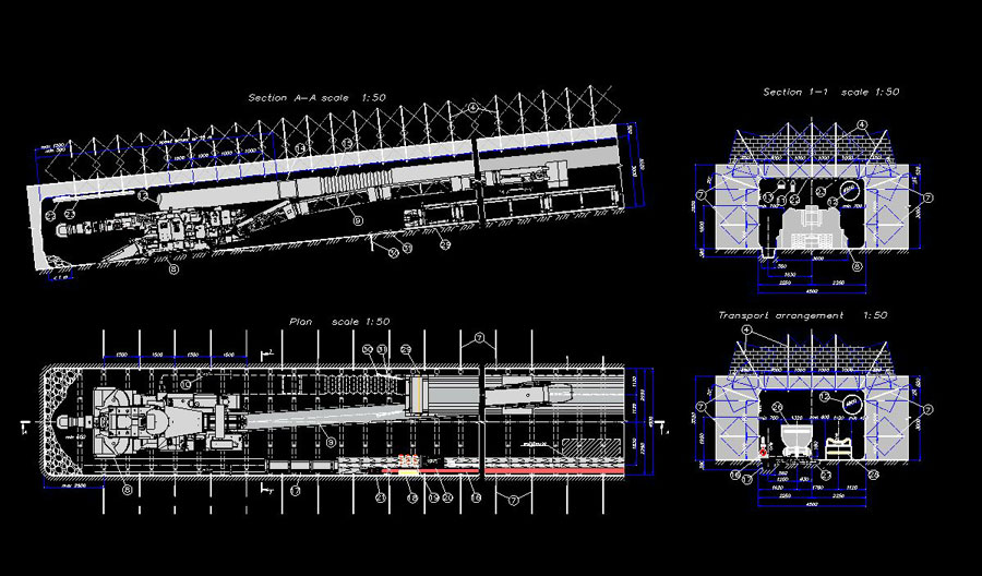 دانلود پروژه طراحی نقشه و پلان تونل و دستگاه حفاری رودهدر