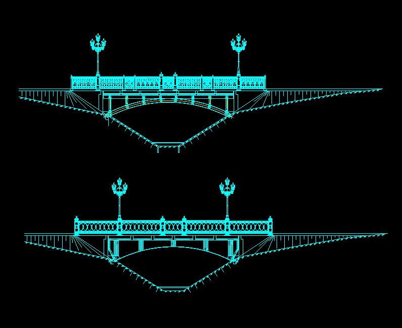 دانلود پروژه طراحی نقشه و پلان پل قوسی با نرده های فرفوژه