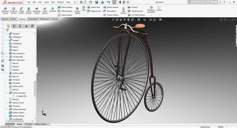 دانلود پروژه طراحی دوچرخه کلاسیک Velocipede