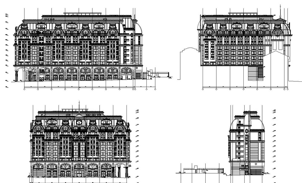 دانلود پروژه طراحی نقشه و پلان نمای خارجی هتل کلاسیک