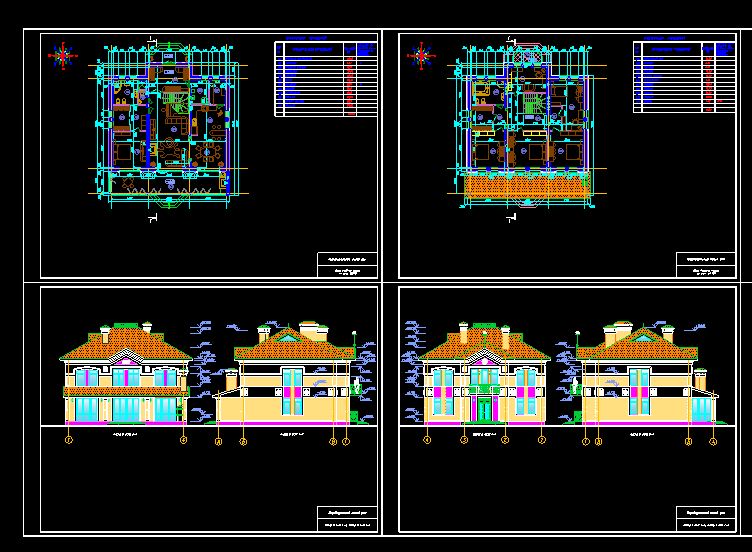 دانلود پروژه طراحی نقشه و پلان خانه ویلایی بزرگ (پر جمعیت) دو طبقه