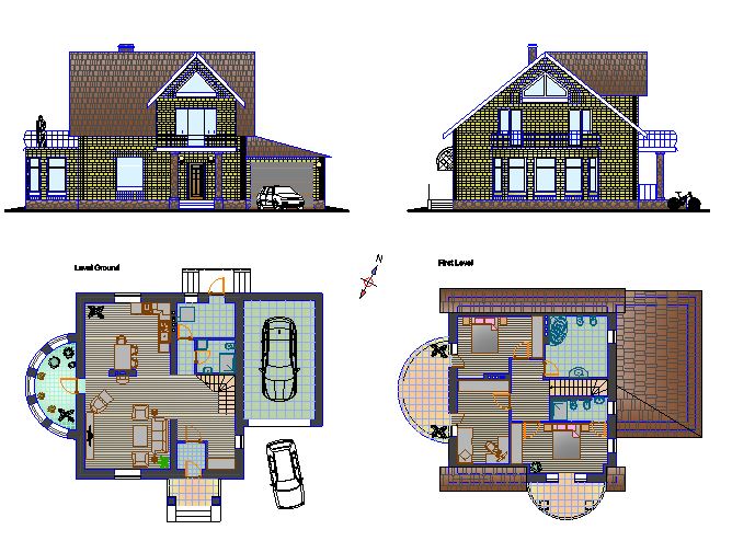 دانلود پروژه طراحی نقشه و پلان خانه ویلایی کوچک (کم جمعیت) (19)