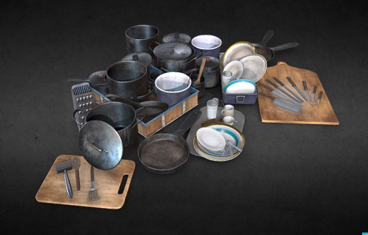 دانلود پروژه طراحی انواع ظروف و ابزار آشپزخانه رستوران