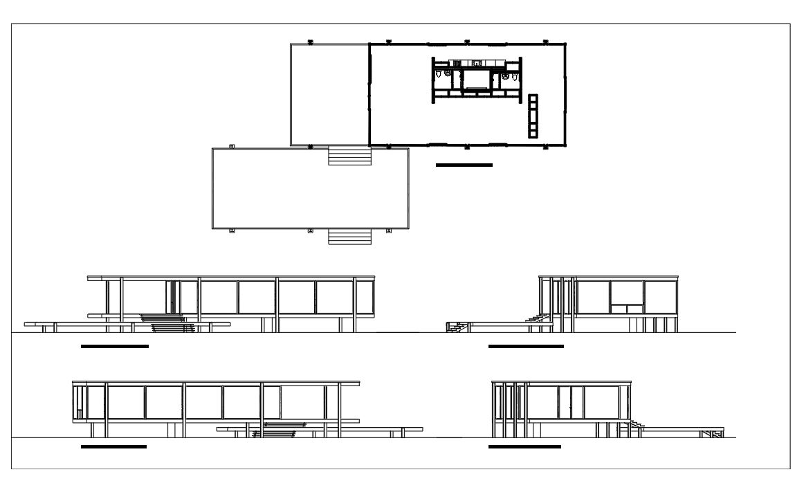 دانلود پروژه طراحی نقشه و پلان خانه فارنزورث (2)
