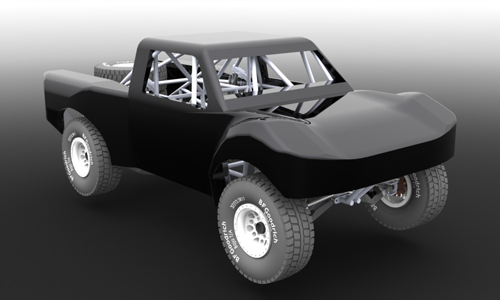 دانلود پروژه طراحی خودرو شاسی بلند اسپرت تروفی تراک Trophy truck