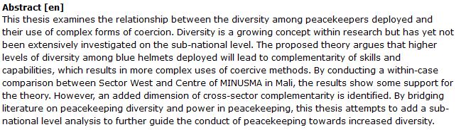 دانلود پایان نامه : بررسی تأثیر تنوع نیروهای حافظ صلح بر رفتار آنها