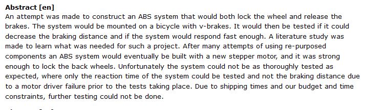 دانلود پایان نامه : بررسی طراحی و ساخت سیستم ترمز ضد قفل ABS  برای دوچرخه