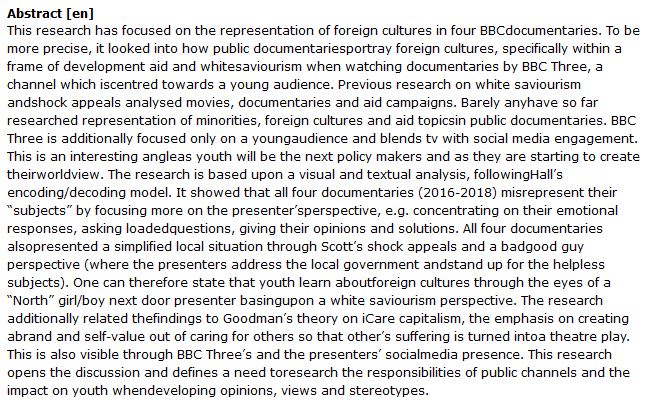 دانلود پایان نامه :  تجزیه و تحلیل مستند های BBC  در مورد فرهنگ های خارجی