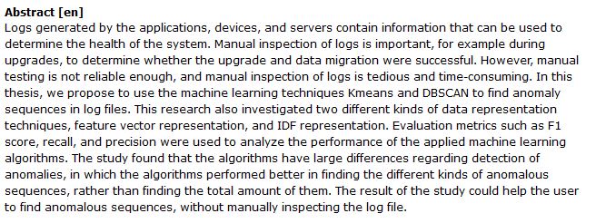دانلود پایان نامه : تشخیص خطاهای log file در سیستم با یادگیری ماشینی