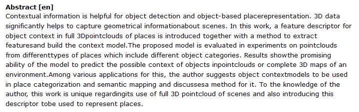 دانلود پایان نامه :  تشخیص شی و طبقه بندی مکان در کانتکست سه بعدی