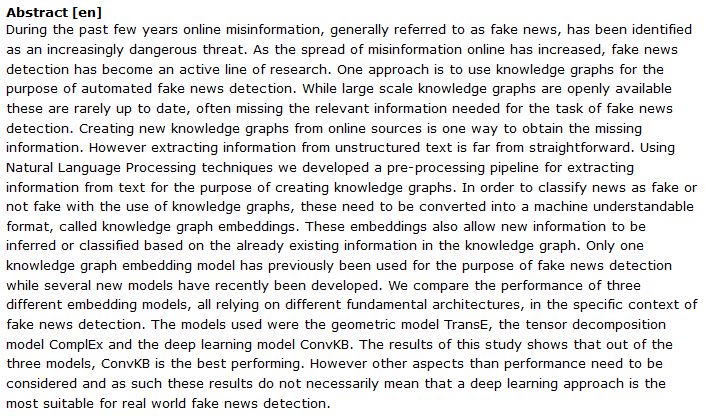 دانلود پایان نامه : شناسایی خودکار اخبار جعلی توسط  نمودار دانش  با پردازش زبان طبیعی و یادگیری عمیق
