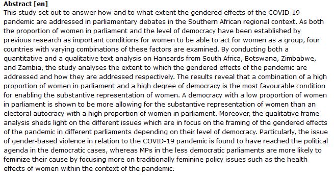 دانلود پایان نامه :  مطالعه تطبیقی تاثیر زنان در سیاست گذاری های همه گیری کرونا