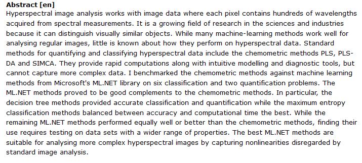 دانلود پایان نامه : مقایسه الگوریتم های مختلف یادگیری ماشینی در تجزیه و تحلیل داده های فراطیفی