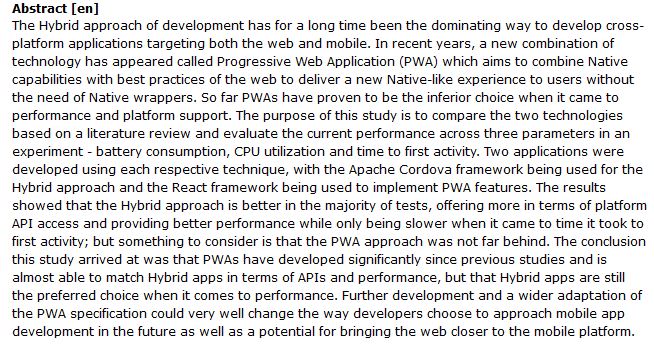دانلود پایان نامه : مقایسه برنامه نویسی Hybrid و PWA در  سیستم عامل Android