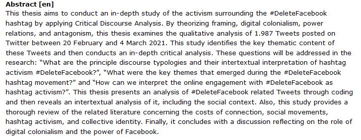 دانلود پایان نامه : گفتمان انتقادی پیرامون استعمار دیجیتالی و هشتگ حذف فیسبوک #DeleteFacebook