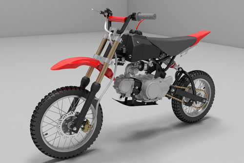 دانلود پروژه طراحی مینی موتورسیکلت تریل Pit bike 125