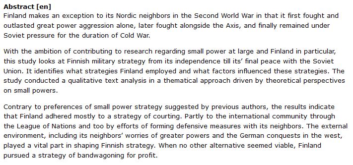 دانلود پایان نامه : بررسی استراتژی نظامی فنلاند از استقلال تا صلح نهایی با اتحاد جماهیر شوروی