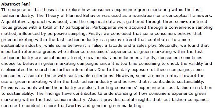 دانلود پایان نامه : بررسی تجربه مصرف کنندگان از بازاریابی سبز در صنعت مد و پوشاک