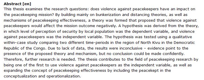 دانلود پایان نامه :  مطالعه کیفی در مورد تأثیر خشونت علیه حافظان صلح در اثربخشی مأموریت های حفظ صلح