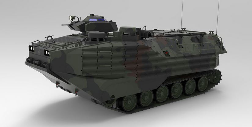 دانلود پروژه طراحی خودروی زره پوش دوزیست جنگی AAVP-7A1