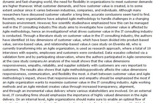 دانلود پایان نامه : بررسی خواسته های مشتری و نحوه ایجاد ارزش مشتری از طریق روش شناسی چابک