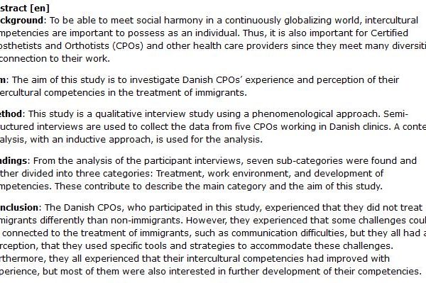 دانلود پایان نامه : مطالعه مصاحبه کیفی تجربه و رفتار پروتزیست و ارتوتیست های دانمارکی در درمان مهاجران