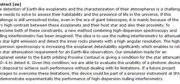 دانلود پایان نامه : تشخیص سیارات فراخورشیدی شبیه زمین با استفاده از طیف سنجی high-dispersion nulling interferometry