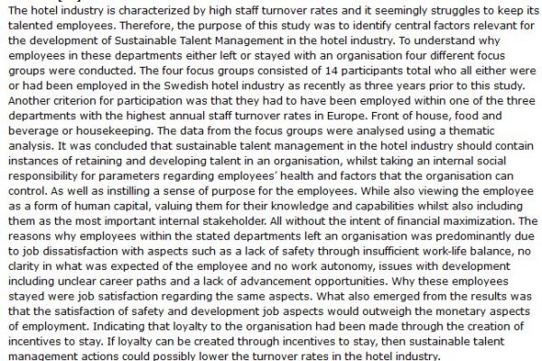 دانلود پایان نامه : بررسی توسعه مدیریت کارمندان با استعدادهای پایدار در صنعت هتلداری