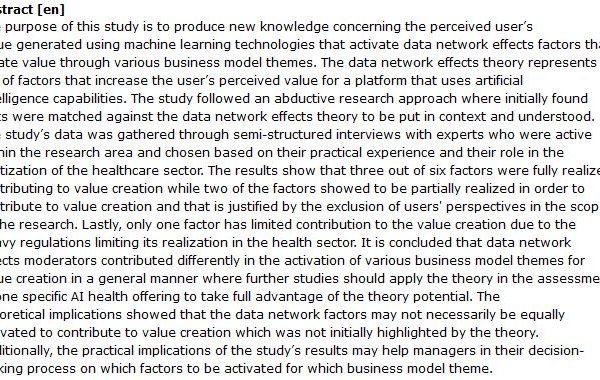 دانلود پایان نامه : بررسی تجربی نقش هوش مصنوعی و اثرات شبکه داده در خلق ارزش در خدمات بهداشتی