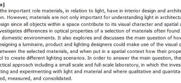 دانلود پایان نامه : بررسی خواص نوری مواد مختلف در طراحی داخلی در فرآیند طراحی چراغ