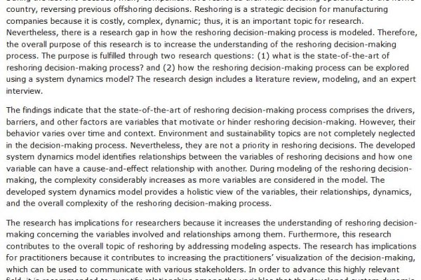دانلود پایان نامه : بررسی فرآیند تصمیم گیری مجدد با استفاده از مدل پویایی سیستم