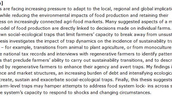 دانلود پایان نامه : تأثیر محدودیت های اجتماعی اکولوژیکی و اقتصادی بر وقوع انتقال پایدار در مزارع