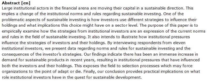 دانلود پایان نامه : مطالعه کیفی در مورد تاثیر فشارهای سازمانی بر استراتژی های سرمایه گذاران