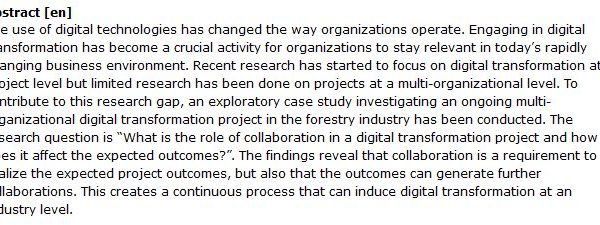 دانلود پایان نامه : بررسی یک پروژه تحول دیجیتال چند سازمانی در صنعت